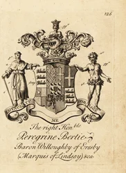 Vapensköld av högern ärade Peregrine Bertie, baron Willoughby av Eresby, markis av Lindsay, 2:a hertigen av Ancaster och Kesteven