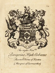 Vapensköld av den högra ärade Peregrine Hyde Osborne, 2nd Duke of Leeds, Viscount Osborne, Earl of Danby, Marquess of Carmarthen