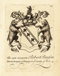 Vapensköld av högern ärade Robert Benson, Baron Bingley av Bingley i County of York