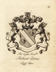 Vapensköld av högern ärade Robert Petre, Lord Petre, 8:e baron Petre
