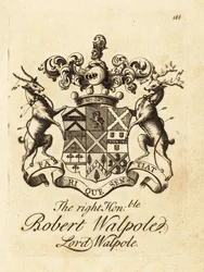 Vapensköld av den högra ärade Robert Walpole, Lord Walpole, 2:a greven av Orford