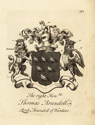 Vapensköld av högern ärade Thomas Arundell, Lord Arundell av Wardour, 7:e baron Arundell av Wardour