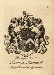 Vapensköld av högern ärade Thomas Howard, 2:e earl av Effingham, Lord Howard av Effingham