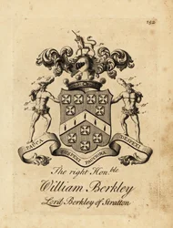Vapensköld av högern ärade William Berkley, Lord Berkley av Stratton, 4:e baron Berkeley av Stratton, död 1741