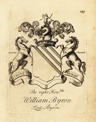 Vapensköld av högern ärade William Byron, Lord Byron, 4:e baron Byron (1670-1736)
