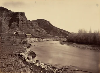 Plåt 35. Echo City, uppsikt över Weber River,1869 (foto)