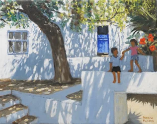 Blå dörr, Mykonos, Grekland, 2024 (olja på duk)