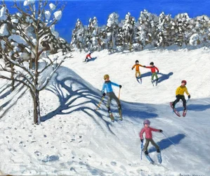 Julskidåkning i Les Arcs (oljemålning)