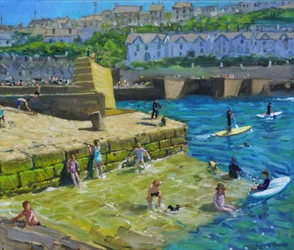 Kul i hamnen, Porthleven, Cornwall, 2021 (olja på duk)