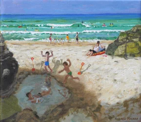 Fun in the sea pool, St Ives, 2024 (olja på duk)