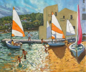 Sjösättningsbåtar, Calella de Palafrugell, Spanien,