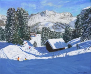 Skidstuga, Samoens, Grand Massif, Frankrike, 2023 (olja på duk)