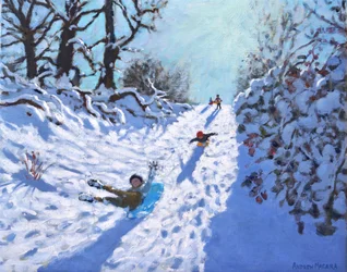 Sledging, Calke Abbey, Ticknall, Derby, 2021 (olja på duk)