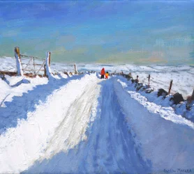 Snöplogad väg, Derbyshire Peak District, 2019, (olja på duk)