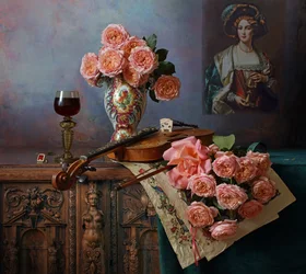 Eleganta rosor och violin
