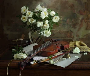 Vita rosor och violin