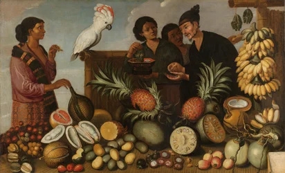 Ett marknadsstånd i Batavia, ca 1640-1666 (olja på duk)