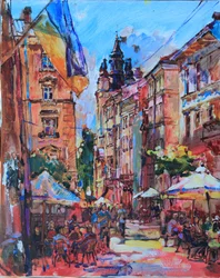 Livlig ukrainsk gata