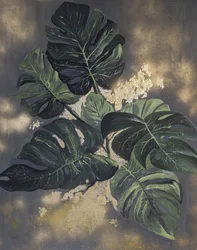 Guldfärgade monstera-blad