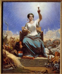 Frankrike lyser upp världen. Allegori. Målning av Janet Lange (1815 - 1872)
