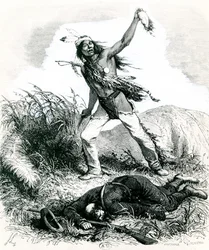 Indianen skalperar den döda fienden, 1867