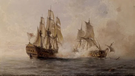 KAMP OM DET HÄRLIGA FARTYGET MED DEN BRITISKA DARMOUTH 1747 - XIX TALLET