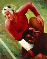 Fotbollsrörelse; Fotbollsspel, ca 1925 (olja på duk)