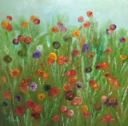 Färgglatt blomsterfält