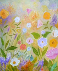 Färgglad blomsterträdgård