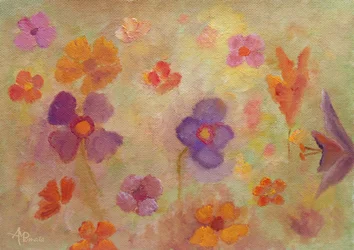 Färgglad blomsterträdgård