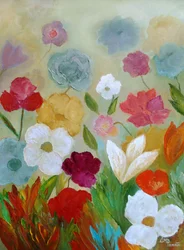 Färgglad impressionistisk trädgård