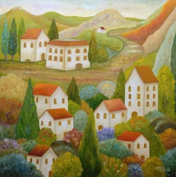 Färgglad toskansk by
