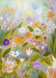 Ett drömmande blomsterfält