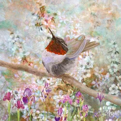 Kolibri bland blommorna