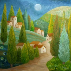 En toskansk by i månskenet