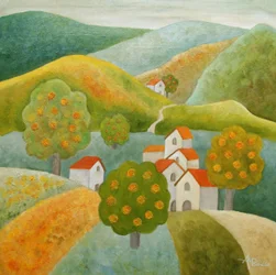 Den fridfulla byn Orange Tree