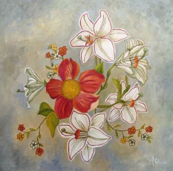 Röd-vit blomsterbukett