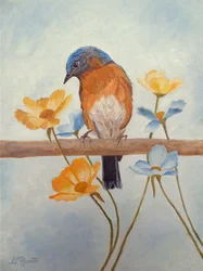 Vårens blåfågel och blommor