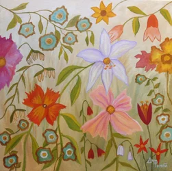 Färgsprakande blommor i trädgården