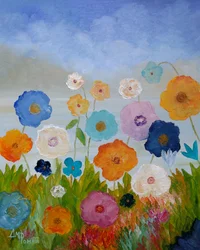 Färgsprakande målade blommor