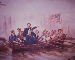 Slaget vid Lake Erie (färg litho)