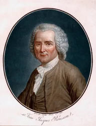 Porträtt av Jean Jacques Rousseau (1712-1778) - Porträtt av Jean-Jacques Rousseau - Graverad av Angelique Allais (f. Briceau) (aktivt 1700-tal), etsning, akvarell 1791 (24,5x21,5cm) - Bibliotheque de Geneve