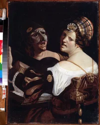 Sjungande skådespelare. Målning av Angelo Carlo Velli (mitten av 1700-talet). Olja på duk, 64,3 x 48 cm. Italiensk konst från 1700-talet. Statens konstmuseum, Jekaterinburg, Ryssland.
