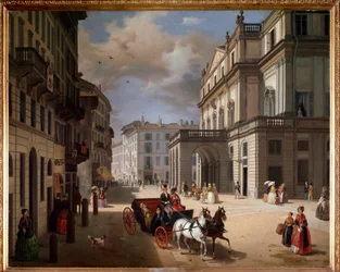 Utsikt över torget i Teatro alla Scala, Milano
