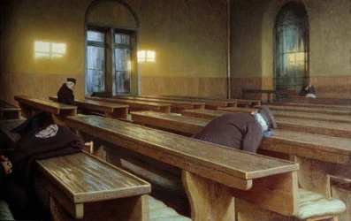 Firande dag på Trivulzio hospice i Milano. Målning av Angelo Morbelli (1853-1919)