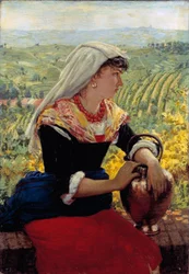 Porträtt av hans fru i Monferrato-kläder