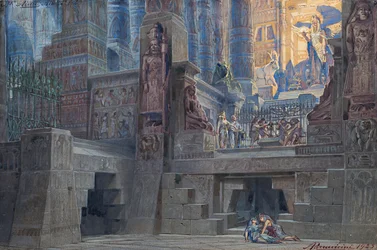 Scenografi för Opera Aida av Giuseppe Verdi, 1923.