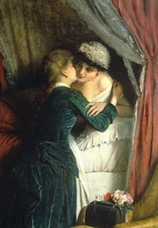 Namnsdag av Angelo Romagnoli (1840-efter 1897), olja på duk