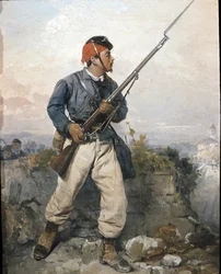 Soldat i garnisonen för Garibaldis armé "Jägarna i Alperna", ca 1859 (olja på duk)