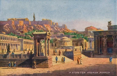 Aten i antiken (färg litho)